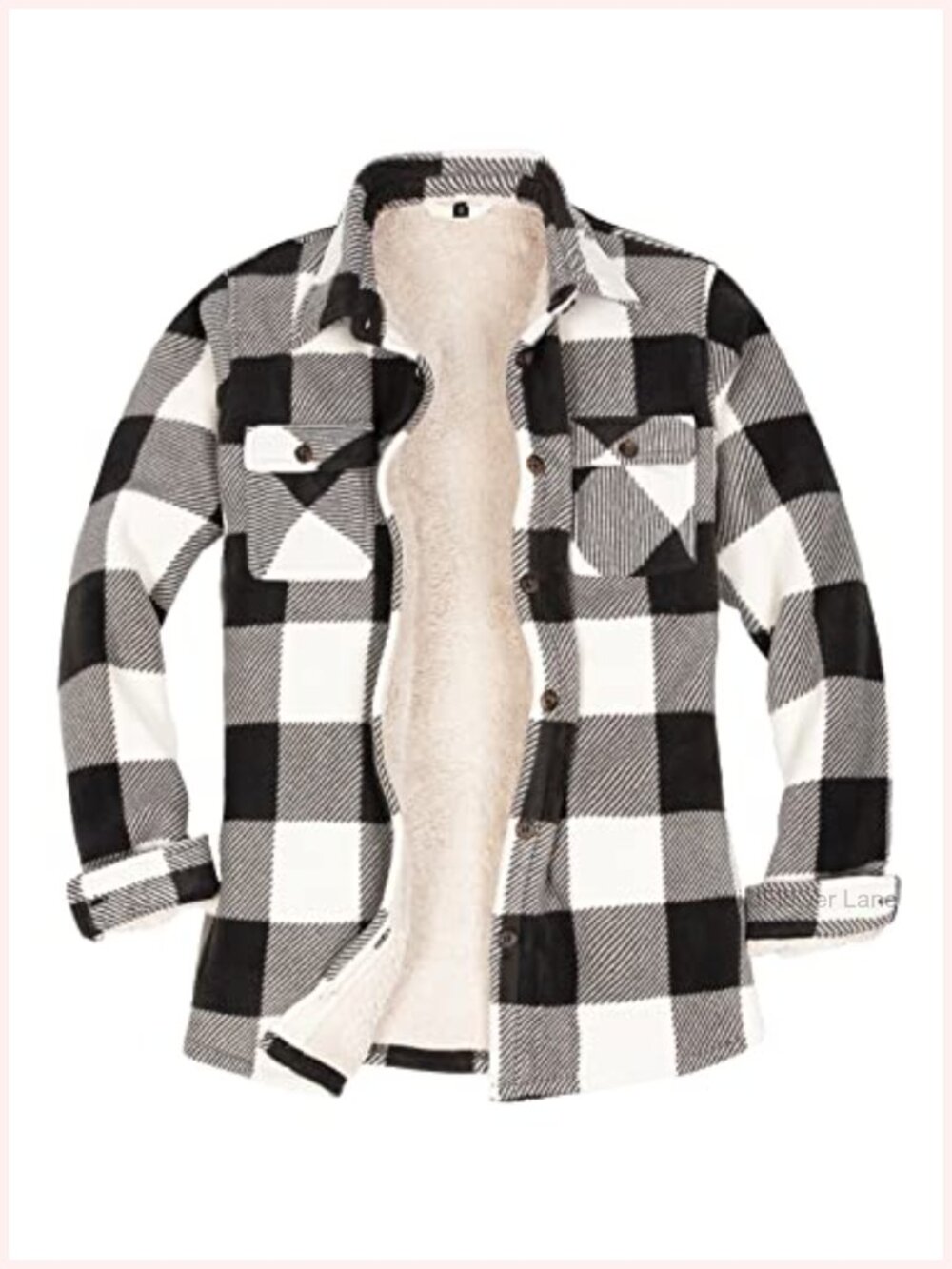 Sherpa Lined Button Up Plaid Shacket with Pockets